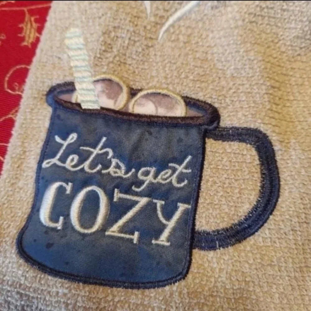 Farmhouse Charm Cup of Cozy Mug Winter Kitchen Towels Set BNWT RETIRED 1 Left!